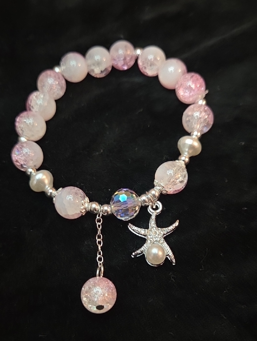 Pink Beaded Starfish Charm Bracelet - Women's Jewelry